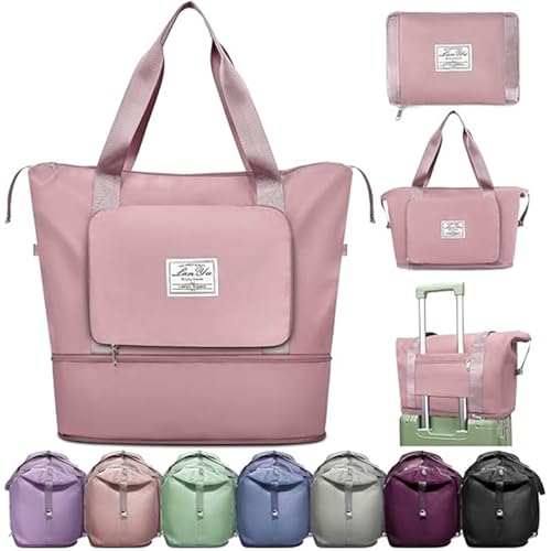 JD FRESH 41 Litre Expandable Nylon Travel Bags for Women/Duffle Bags for Women Luggage/Foldable Vanity Travelling Handbags/Waterproof Hand Bag for Ladies Personal Items (Sakura Pink)