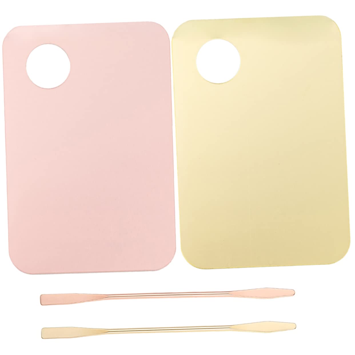 Outanaya 2 Pack Acrylic Makeup Mixing Plates with Blender Spatula Professional Foundation Mixing Palette for Artists