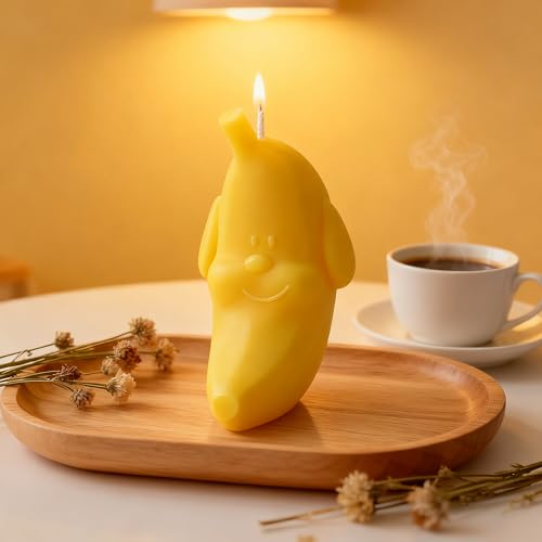 Banana Shaped Scented Candle Smiling Face Design Funny Novelty Dog Candle with Floral Scent Soy Wax Smokeless Candle for Home Decor Hilarious Gift for Prank Lovers & Dog Enthusiasts