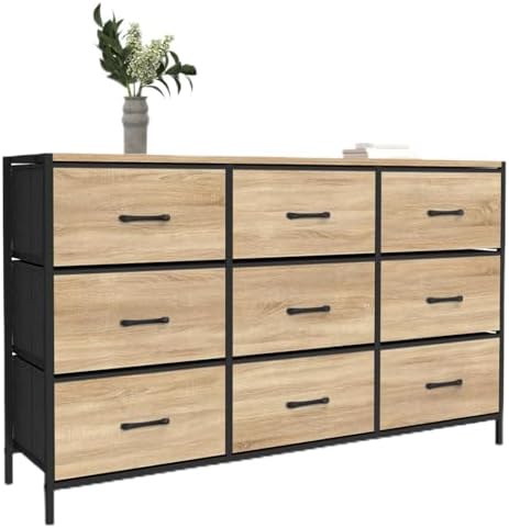 IDMarket Utah - Cómoda 9 cajones de tela (115 cm, mueble de almac...