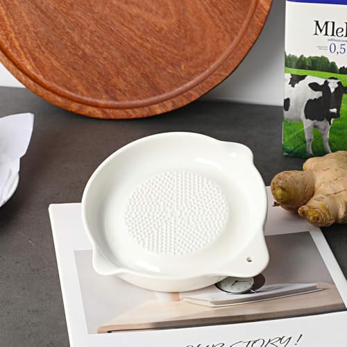 Image of Ceramic Handheld Ginger Garlic Grater Mini Mortar Spice Tool Kitchen Zester Citrus Fruit Grating Plate Nonstick Small Size Easy Clean Home Cooking Accessory (Big Size 16cm)