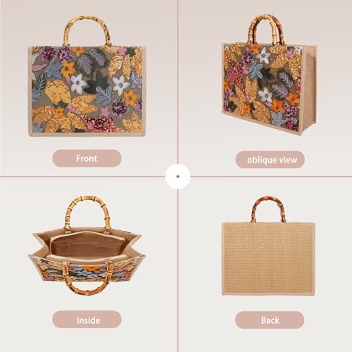 Bolso Tote Bohemio de Mujer en Lino con Bordado de Lentejuelas miniatura 7