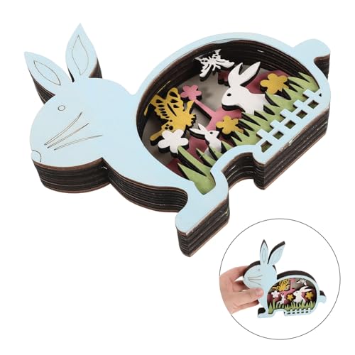 Centro de mesa de Pascua con conejito de madera estable para hogar sin espacio 8