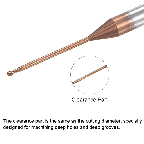 Image of uxcell Square Nose End Mill, 1mm Solid Carbide AlTiSin Coated Long Reach CNC Router Bits 2 Flutes Milling Cutter with Extended Neck, 18mm Cutting Length 4mm Shank