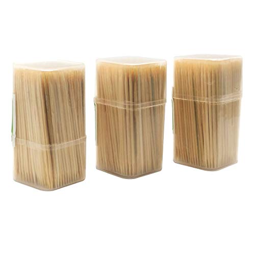 Round Wooden Toothpick 3 Portable Dispensers with 350 Pieces Tooth Picks Per Holder (3 Tubs of 350 pieces) - Thumbnail 6