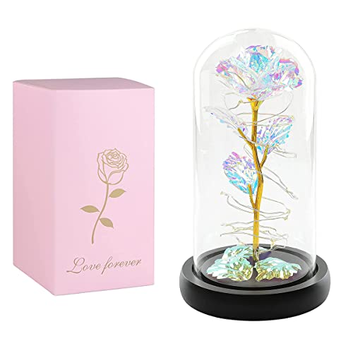 Hilarious Artificial Flower Rose Father's Day Mom Gifts Colorful Gifts Light Up Rose Flowers Gift For Mom Valentine’s Day Anniversary Birthday Gift (Colorful) #TOP2