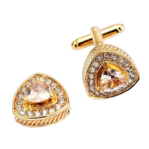 V & LCrystal Cuff links – Fancy Unique Elegant Sparkling Luxury Gem Stone Cufflinks for men in Triangle - Perfect for Wedding, Formal, Suit, Business and Groom Cufflink