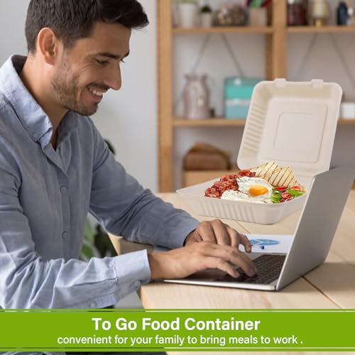 greensight 9X9 Compostable Clamshell Take Out Food Container 100 Pack by greensight - Used condition - Image 3