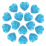 PATIKIL 15 pietre di cristallo naturali a forma di cuore, 1,5 cm, mini pietre preziose lucide dell'amore, pietre da tasca incise su roccia per donne, idea regalo per meditazione, blu turchese