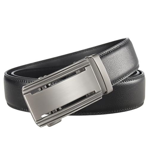 Men's Solid Color 3.5Cm Wide Belt Automatic Buckle Belt Formal Leather Belt4