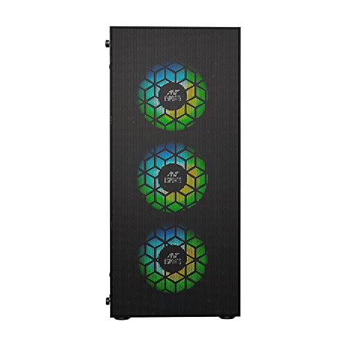 Image of Ant Esports ICE-110 Mid-Tower Computer Case /Gaming Cabinet - Black | Supports E-ATX, ATX, Micro-ATX, Mini-ITX | Pre-Installed 3 x 120mm Front Fans and 1 x 120 mm Rear Fan