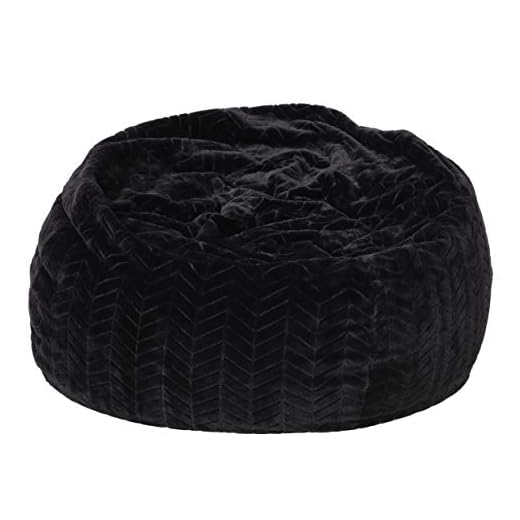 Heavy Metal Inc Meridian Bean Bag Plush Faux Fur Chair | Comfortable and Fun Beanbag for The Whole Family| Non-Spill Memory Foam Filling (Black)