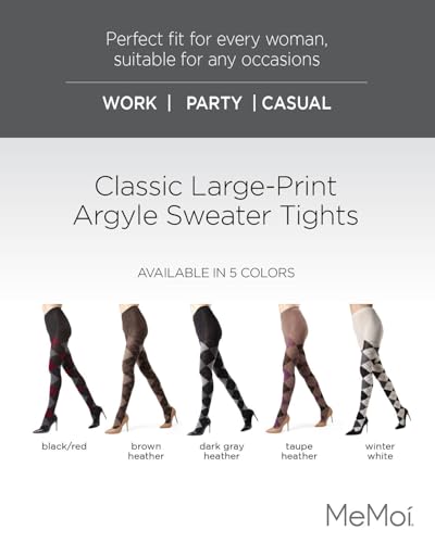 Image of MeMoi Argyle Cotton Sweater Tights for Women, Regular and Plus Size