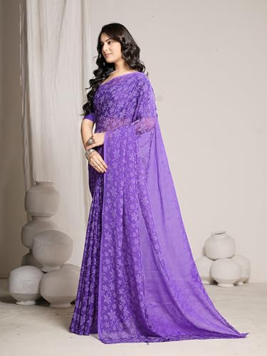 Image of Garden Vareli Lock Chiffon Floral Saree