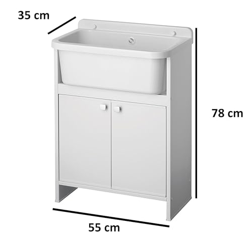 Negrari Mobile lavatoio PANCRAZIO salvaspazio in resina PVC rinforzata per arredo giardino pratico e funzionale - 6