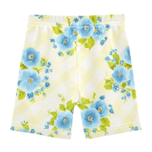 Shorts Under Skirts Cotton Girls Biker Shorts Toddler 4t Children Clusters Blue Light Blue Vintage Style Flowers Green2