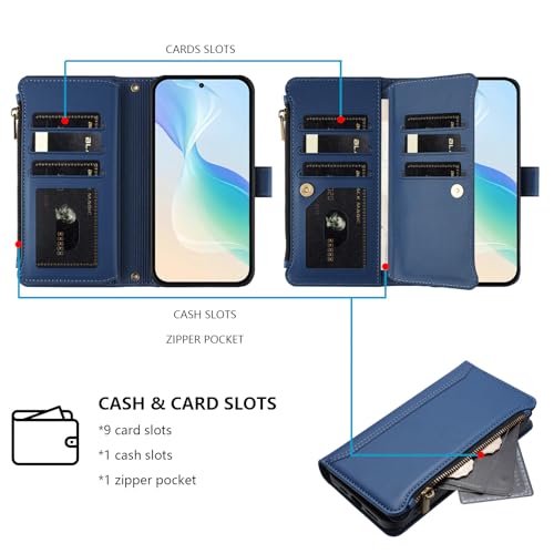 Étui pour UMIDIGI Bison X20 vert menthe portefeuille en cuir avec porte-cartes et fermeture éclair - 2