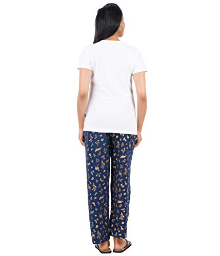 Image of Pride Apparel Womens Night Dress Cotton T-Shirt and Printed Pyjama Set