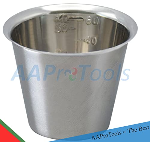 Image of Graduated Stainless Steel Medicine Cup, 2 Oz. Prevents Bacteria Growth. Measuring Medication Cup with Graduated Design. Unbreakable Construction, Easy to Read Cups.