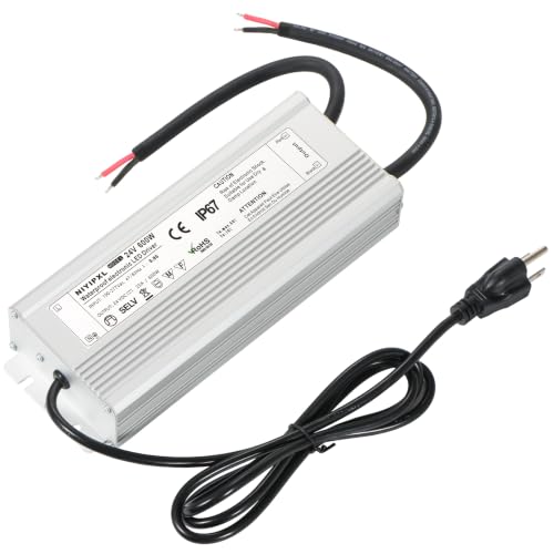 Image of LED Driver 600 Watts(300W X2) 24V DC Transformer,Waterproof IP67 Power Supply, Adapter with 3-Prong Plug 4.9 Feet Cable for Any DC led Lights, Computer Project, Outdoor Light