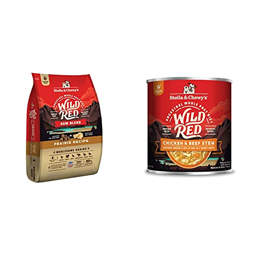 Stella & Chewy's Wild Red Raw Blend Kibble Dry Dog Food Wholesome Grains Prairie Recipe, 21Lb Bag + Wild Red Chicken & Beef Stew Wet Dog Food, 10Oz Cans (Pack Of 6) #TOP11