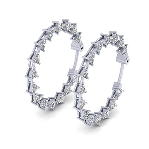 Boucles d'oreilles créoles Trillion Cut éclat diamant en argent 925 massif
