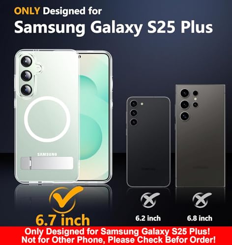Image of SPIDERCASE Magnetic for Samsung Galaxy S25 Plus Case, with [3 Stand Ways][ Military Grade Drop Protection] with Invisible Stand Shockproof Slim Case Just for Samsung Galaxy S25 Plus 6.7 inch, Clear
