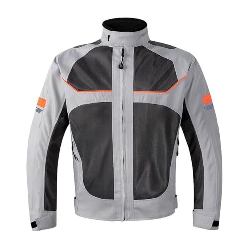 KIXZSAZ Chaqueta de motociclista transpirable de verano para hombre. Tejido reflectante ajustable que garantiza seguridad y comodidad. Altamente reflectante, Gris, SG
