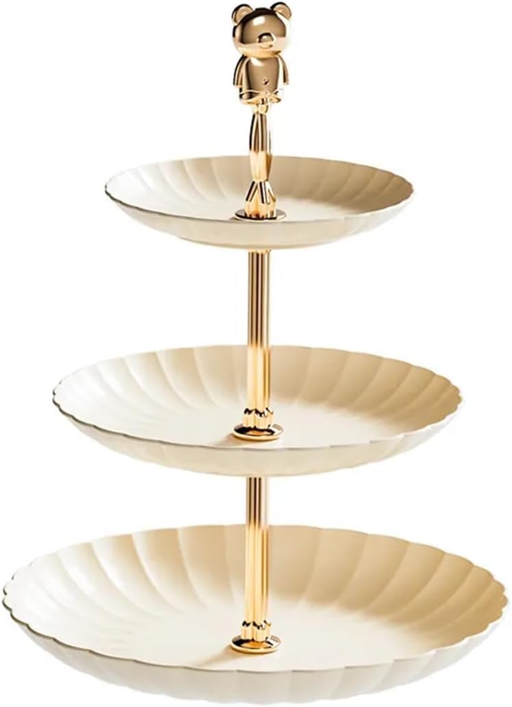 Amazon｜BENGOOD 3段カップケーキスタンド ゴールド象眼トレイ付き
