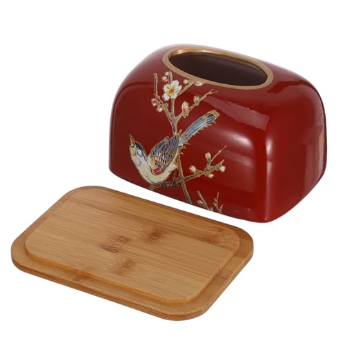 BESPORTBLE Scatola di Fazzoletti in Ceramica con Copertura Decorativa a Motivo Gazza Porta Fazzoletti Orientale per Bagno e Scrivania per e Arredamento Casa