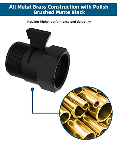 Shower Head Flow Control Valve G1/2 Brass Shut-Off Valve With Metal Handle Lever Shower Head Valve Water Flow Control Valve Regulator Shut Off Valve For Hand Shower, Or Bidet Sprayer-Matte Black #TOP4
