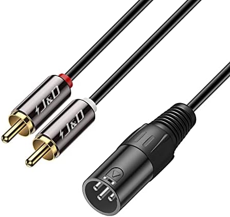 J&D XLR to 2 RCA Y Splitter Patch Cable, Gold Plated Heavy Duty Unbalanced Dual RCA Male to XLR Male Stereo Audio Interconnect Cable Adapter for Speaker, Condenser Mic, Mixer, AMP, 1.8 meter