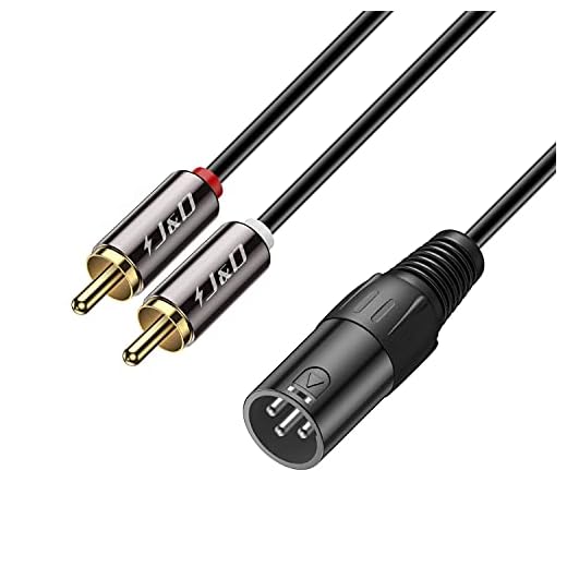 J&D Doble RCA Macho a XLR Macho, Cable Divisor en Y, Desequilibrado Adaptador para Altavoz, Micrófono Condensador, Mixer, AMP, 1,8 Metros