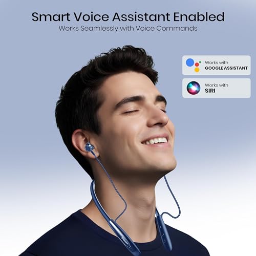 Image of TP TROOPS Wireless Bluetooth Neckband Earphones with 25H Playtime, Bluetooth v5.4, 10mm Bass Driver, Magnetic On /Off, IPX4, Dual Pairing, Voice Assistant, Type-C Fast Charging Bluetooth Neckband