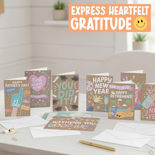 Hadley Designs Assorted Cards With Envelopes All Occasion - 54 Bulk Greeting Cards For All Occasions, Mixed Greeting Card Assortment, Birthday, Thank You, Congrats, Sympathy, Holiday Variety Card Pack - Image 8