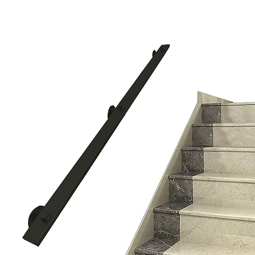 Garde-corps d'escalier élégant en fer forgé noir 250 cm au design industriel épuré