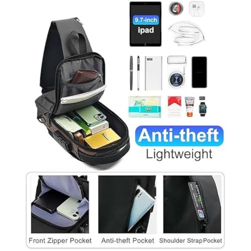 Image of SKYTONE Side Bag Anti Theft Unisex Waterproof, USB Charging port Shoulder Backpack With Multifunctional Use for Travel, Hiking, Camping, Daily Out