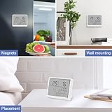 Colexy Cyfrowy budzik, mały wyświetlacz LCD z datą, dzień tygodnia, temperatura i wilgotność, 12/24 H & ℃/℉, magnetyczny, zegar stołowy z baterią do domu biura szkoły podróży (czarny)