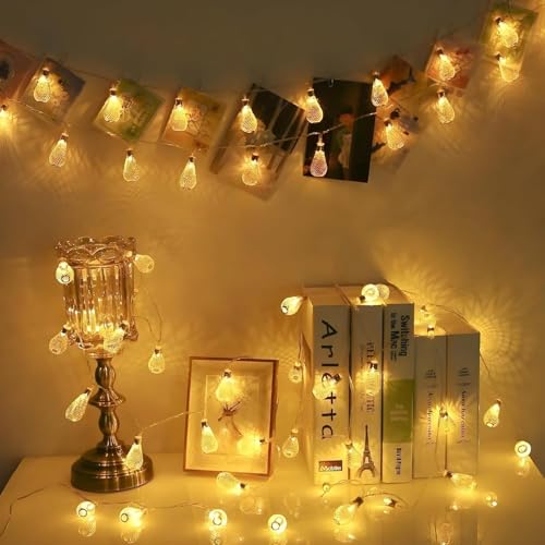 Image of Xenith 14 LEDs Drop Shaped LED String Lights for Indoor & Outdoor Decoration Decorative Fairy Lights Curtain for Patio Gardens Bedroom Dorm Room Wedding Navratri (Warm White, 3.5 Meter)