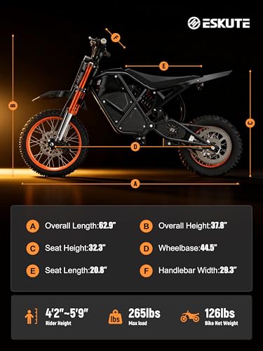 ESKUTE Electric Dirt Bike for Teens Adults, Mid-Drive Motor