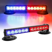 LED Rooftop Strobe Beacon Light Bar,Wireless Rechargeable Emergency Warning Strobe Light,17 Flashing Modes,High Brightness Red Blue Police Strobe Lights for 12/24V Truck Car,Waterproof