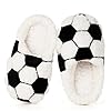 Gaatpot Chaussons de Maison Enfant Fille Pantoufles en Peluche Coton Garcon Chaussures Chaudes Doublés Thème des Ballon Hiver d'Intérieur Football_Blanc 38/39(260)