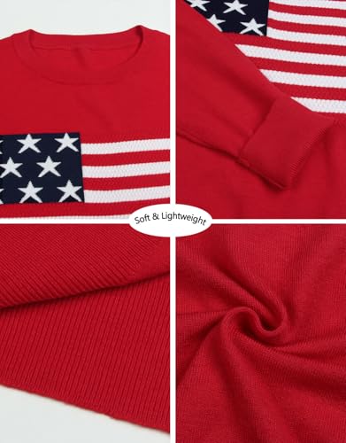 Alsol Lamesa Women's American Flag Sweater Soft Lightweight Long Sleeve Crew Neck Pullover Sweaters3