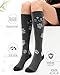 SAIWEYNEE Compression Socks for Women 15-20 mmHg with Viscose from Bamboo, 3-Pair Knee High Light Support Stockings for Travel, Work & All-Day Comfort (Black-Gray-Nude Cute Cat Paw, Large)