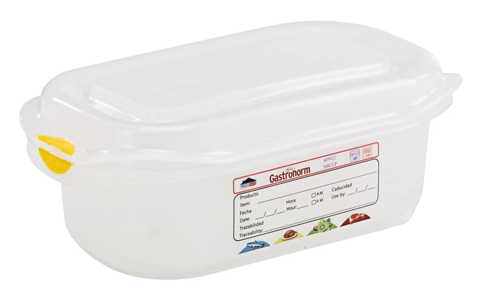 Gastronorm 1/9 - Recipiente para alimentos con tapa hermética (6 unidades, 600 ml)