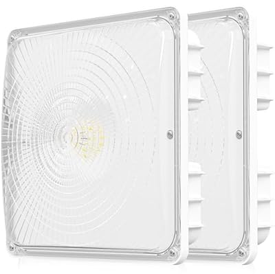 CINOTON 40W LED Canopy Lights UL Listed, 100-277V Commercial Canopy Lights Outdoor IP65 Waterproof, 5600LM for Gas Station Garage Warehouse Shop Carport Industrial, 9.5"x9.5" 5000K Daylight 2Pack