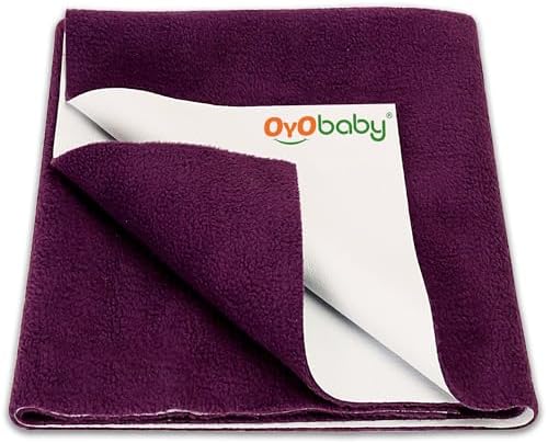 OYO BABY Waterproof Dry Sheet for Baby Double Bed | Large Size 200ร140 cm | Quick Dry Sheet for New Born Baby Large Size | Soft, Extra Absorbent & Anti-Piling Mattress Protector - Plum