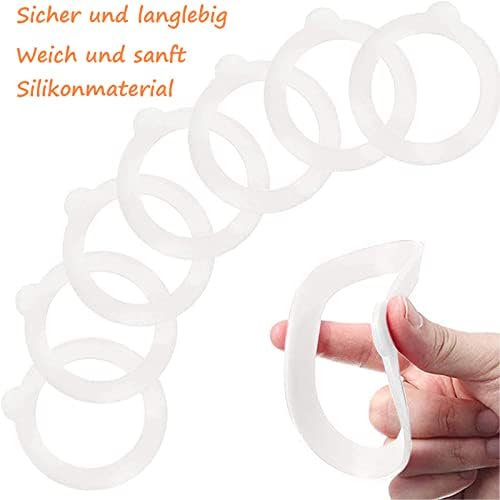 VEGCOO 14 Pcs Silicone Jar Seals Replacement, Mason Jar Gaskets Seals Replacement, Sealing Ring for Jars Wide Mouth Glass Sealed Cans (White)