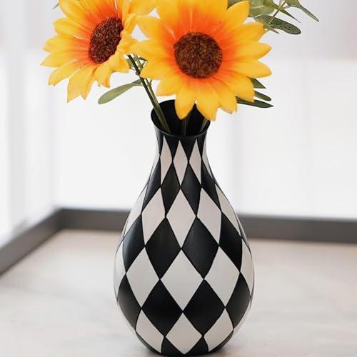 Florero a cuadros de resina para centros de mesa modernos en salones y comedores 8
