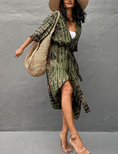 SEAUR Women’s Long Beach Kimono Loose Open Front Bathing Suit Cover Up Casual Turkish Kaftan Caftan Swimsuit Dress2